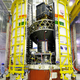 All the 20 satellites integrated with PSLV-C34—the two halves of the heat shield are seen